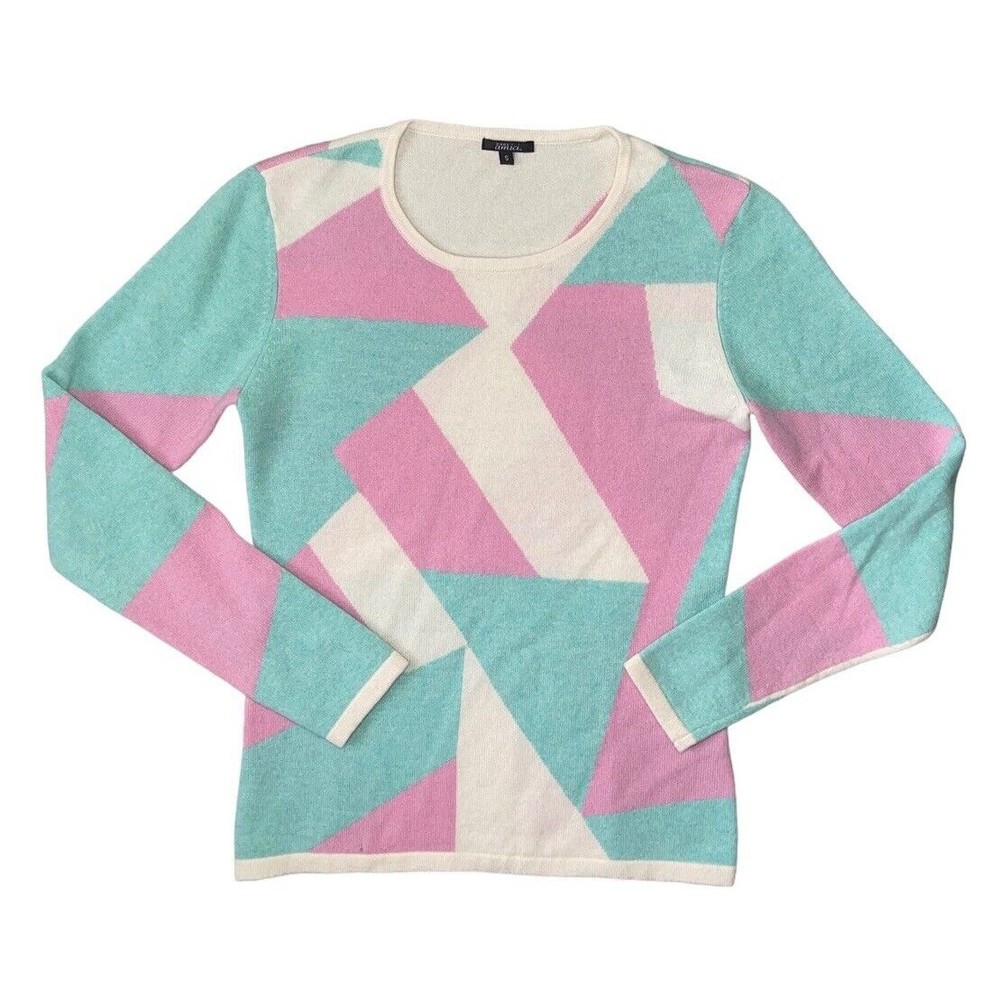 Pure Amici Color Block 100% Cashmere Sweater Women’s Small